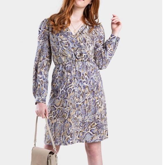 NWT Kai Snake Print Surplice Dress - Picture 1 of 4